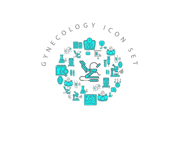 Vector diseño de conjunto de iconos de ginecología