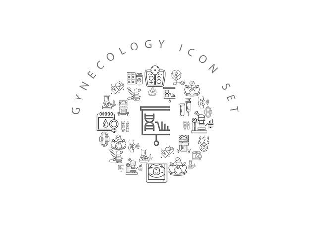 Vector diseño de conjunto de iconos de ginecología