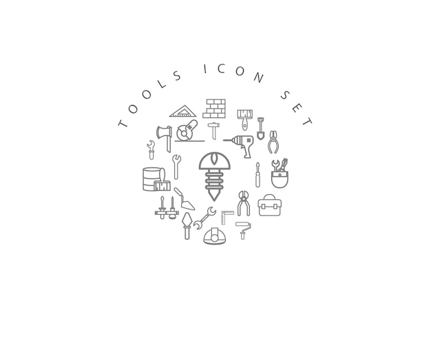 Diseño de conjunto de iconos de herramientas