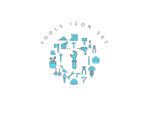 Diseño de conjunto de iconos de herramientas