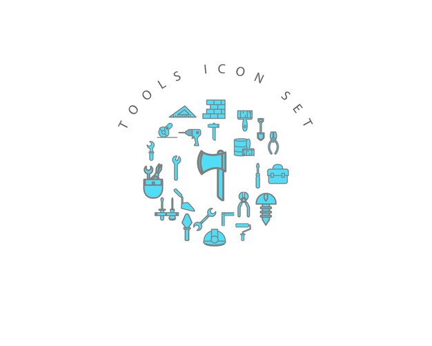 Diseño de conjunto de iconos de herramientas