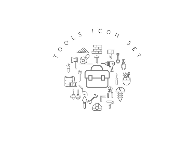 Diseño de conjunto de iconos de herramientas