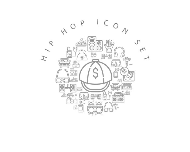 diseño de conjunto de iconos de hip hop