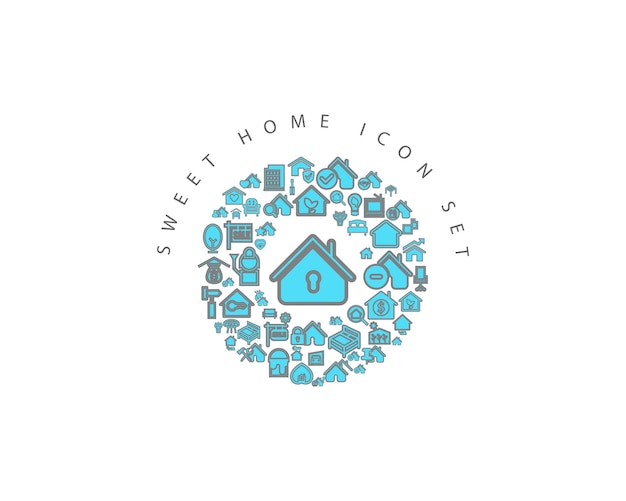 diseño de conjunto de iconos de hogar dulce