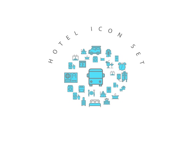 Diseño de conjunto de iconos de hotel