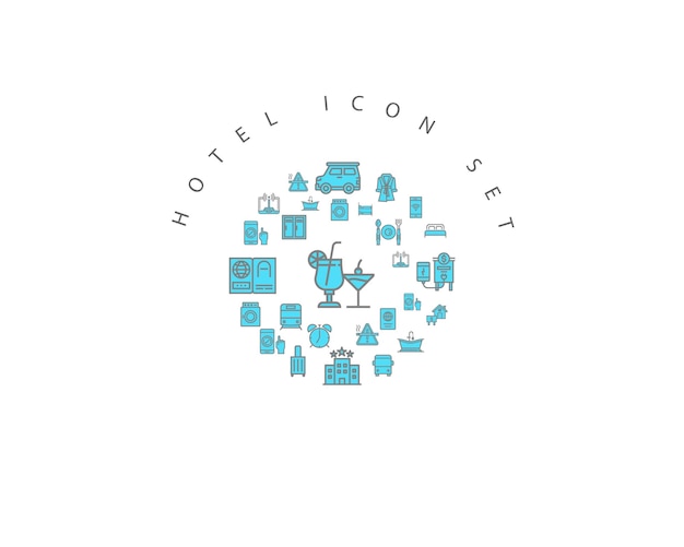 Diseño de conjunto de iconos de hotel