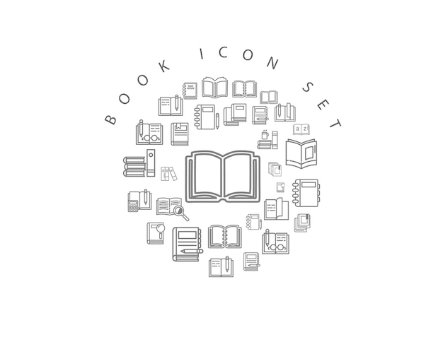 Diseño de conjunto de iconos de libro