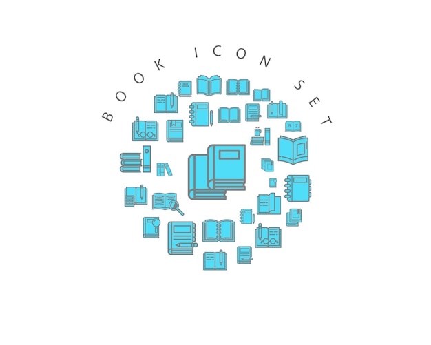 Diseño de conjunto de iconos de libro