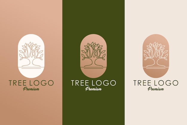 Diseño de conjunto de iconos de logotipo de árbol Plantilla de símbolos naturales de plantas de jardín Ilustración vectorial