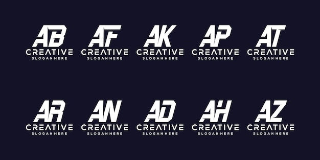 Diseño de conjunto de iconos de logotipo A inicial de monograma para negocios de moda deportiva de lujo