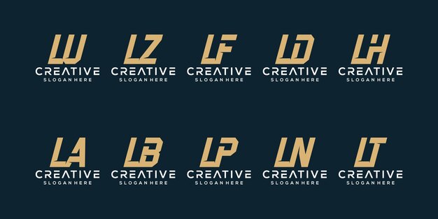 Diseño de conjunto de iconos de logotipo L inicial monograma para negocios de moda deportiva de lujo