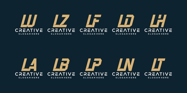 Diseño de conjunto de iconos de logotipo L inicial monograma para negocios de moda deportiva de lujo