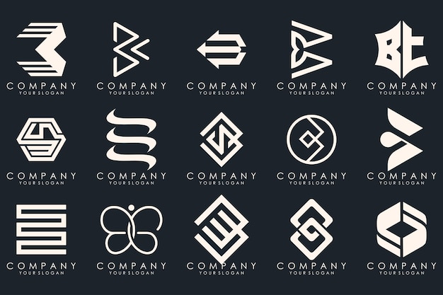 Vector diseño de conjunto de iconos de logotipo de letra b abstracta para negocios de lujo elegante simple