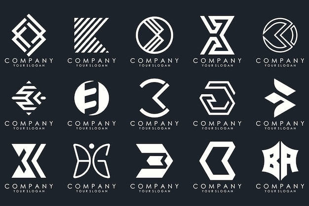 Diseño de conjunto de iconos de logotipo de letra b abstracta para negocios de lujo elegante simple