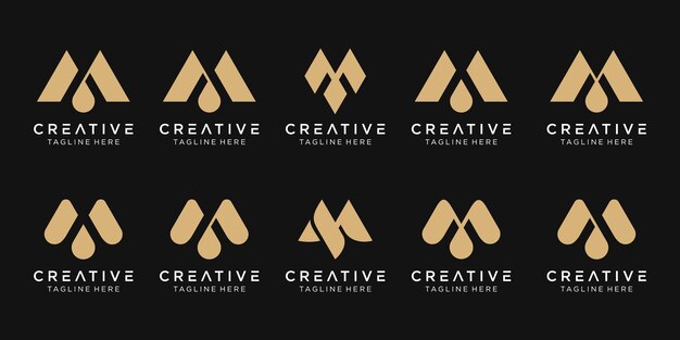 Diseño de conjunto de iconos de logotipo M inicial monograma para negocios de moda deportiva de lujo