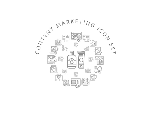 Diseño de conjunto de iconos de marketing de contenido