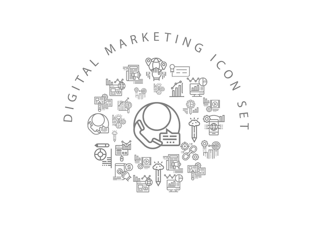 Diseño de conjunto de iconos de marketing digital
