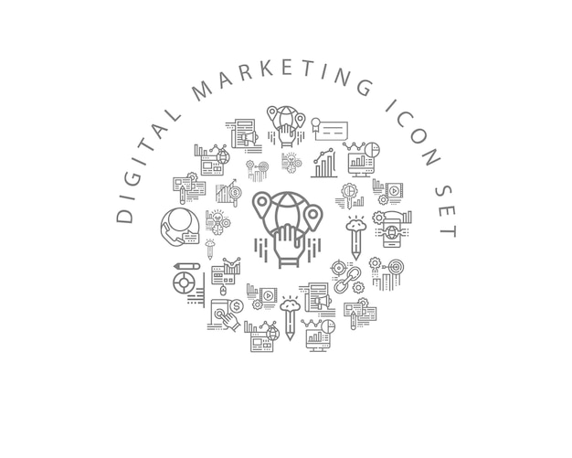 Diseño de conjunto de iconos de marketing digital