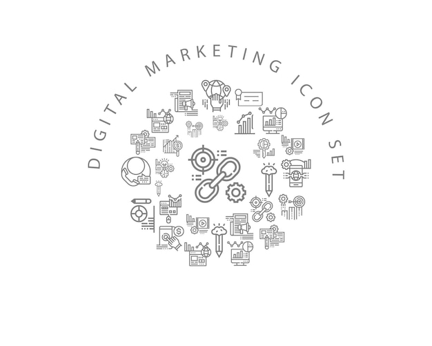 Diseño de conjunto de iconos de marketing digital