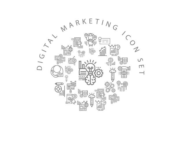 Diseño de conjunto de iconos de marketing digital