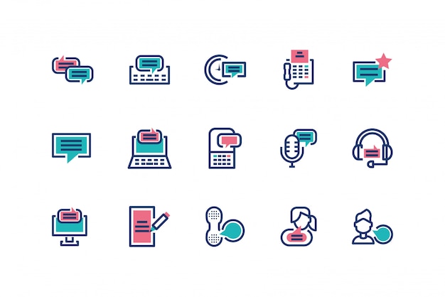 Diseño de conjunto de iconos de mensajes aislados
