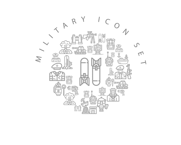 Diseño de conjunto de iconos militares