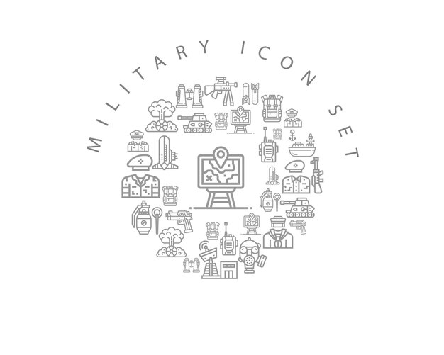 Diseño de conjunto de iconos militares