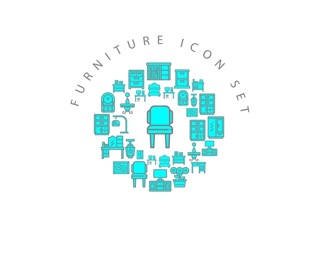 Diseño de conjunto de iconos de muebles