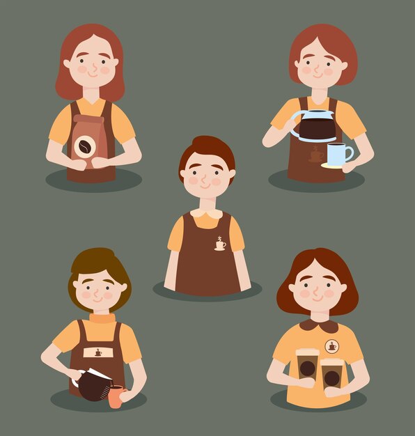 Diseño de conjunto de iconos de mujeres baristas