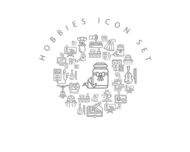 Diseño de conjunto de iconos de pasatiempos