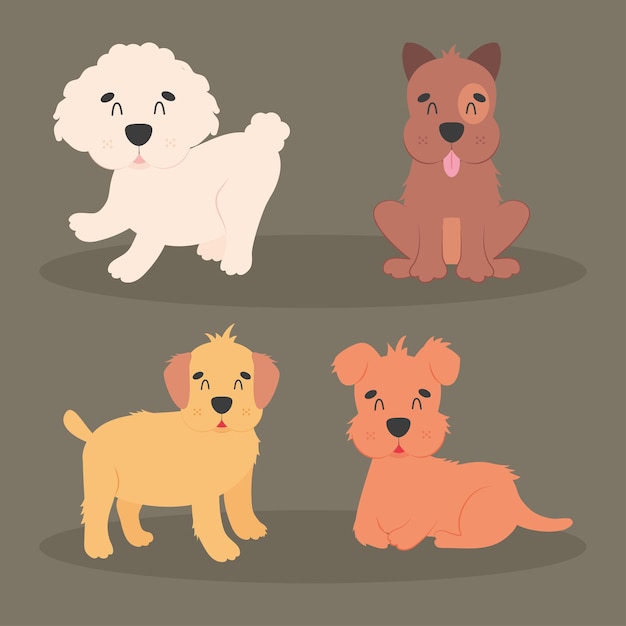 Diseño de conjunto de iconos de perros lindos