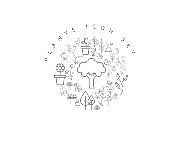Diseño de conjunto de iconos de plantas