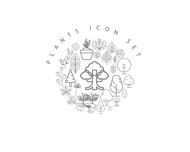 Diseño de conjunto de iconos de plantas