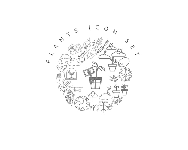 Diseño de conjunto de iconos de plantas