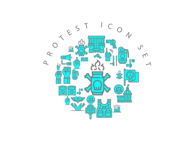 Diseño de conjunto de iconos de protesta