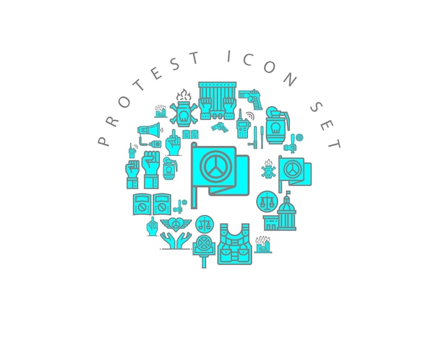 Diseño de conjunto de iconos de protesta