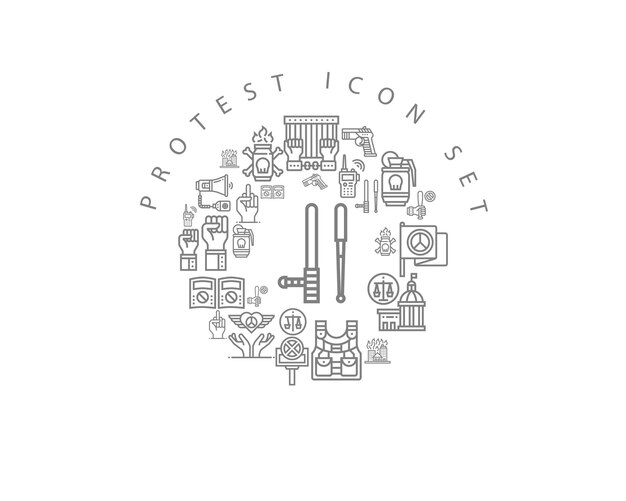 Diseño de conjunto de iconos de protesta