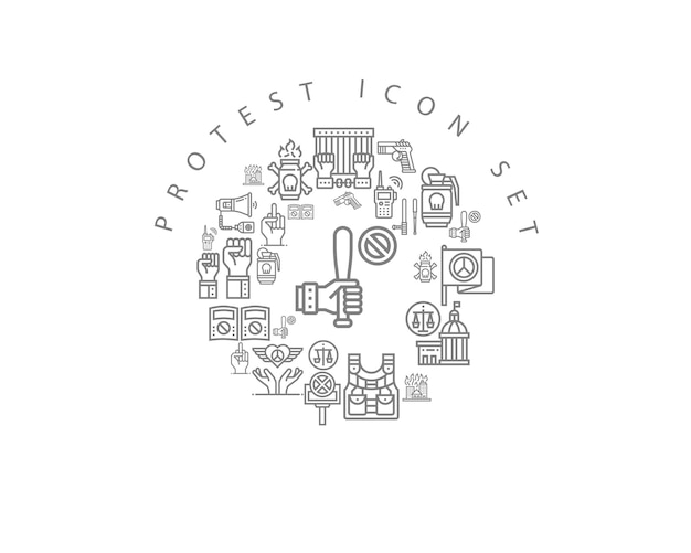 Diseño de conjunto de iconos de protesta