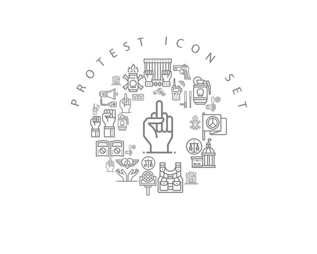 Diseño de conjunto de iconos de protesta