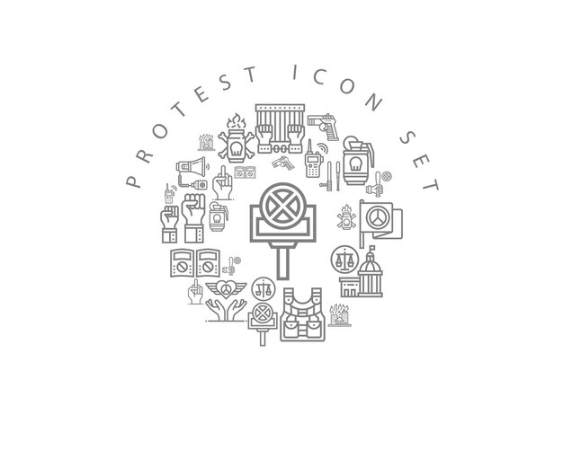 Diseño de conjunto de iconos de protesta