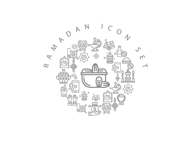 diseño de conjunto de iconos de ramadán