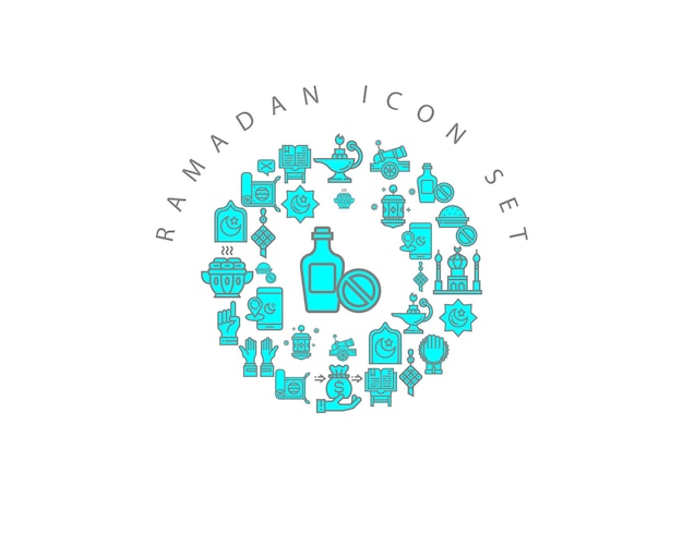 diseño de conjunto de iconos de ramadán