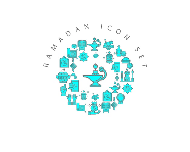 diseño de conjunto de iconos de ramadán