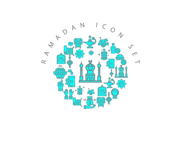 diseño de conjunto de iconos de ramadán