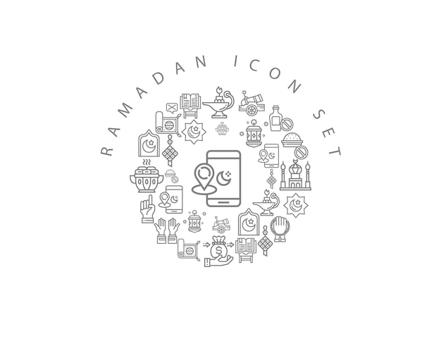 diseño de conjunto de iconos de ramadán