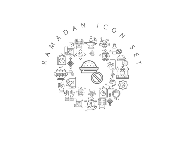 diseño de conjunto de iconos de ramadán