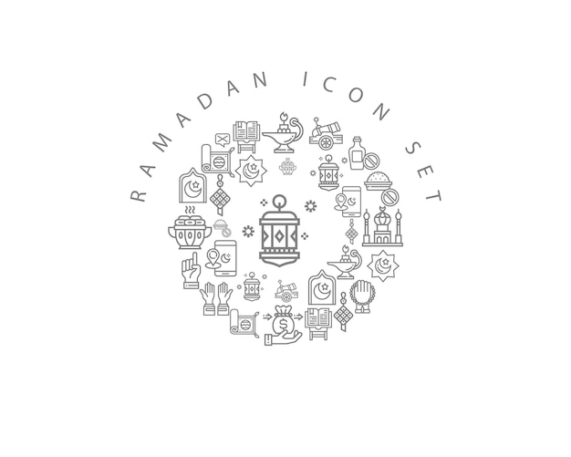 diseño de conjunto de iconos de ramadán
