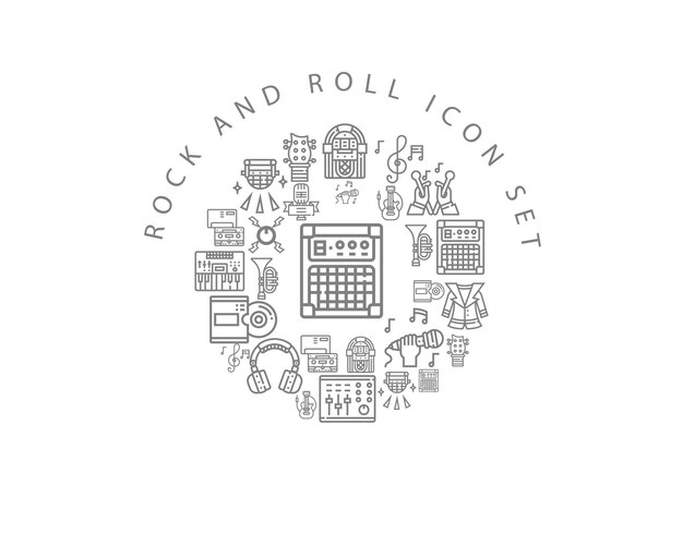 Diseño de conjunto de iconos de rock and roll