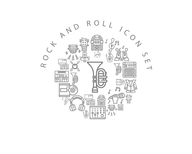 Diseño de conjunto de iconos de rock and roll