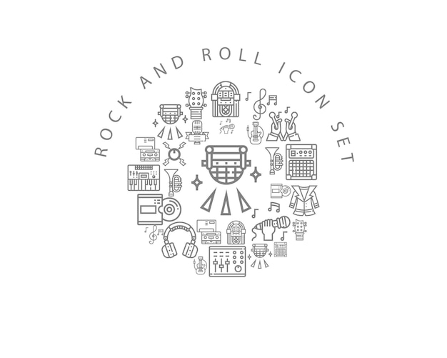 Diseño de conjunto de iconos de rock and roll